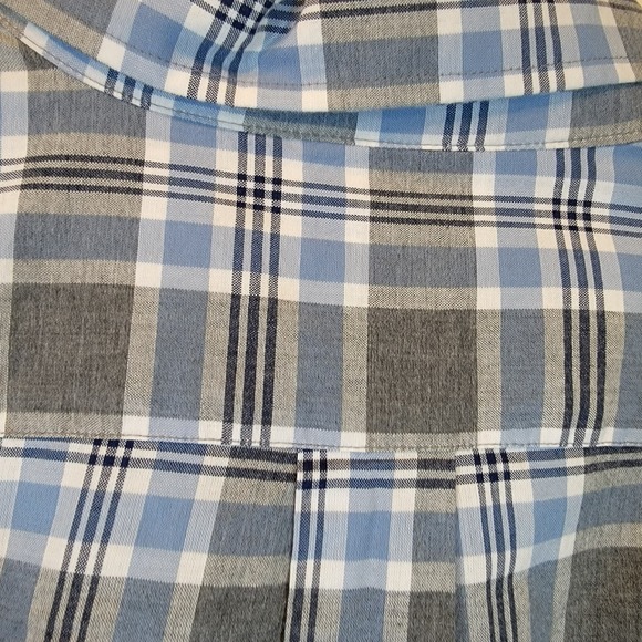 ROWM Shirt 2XB Blue Gray Plaid Long Sleeve Button Cotton New NWT - Picture 7 of 7